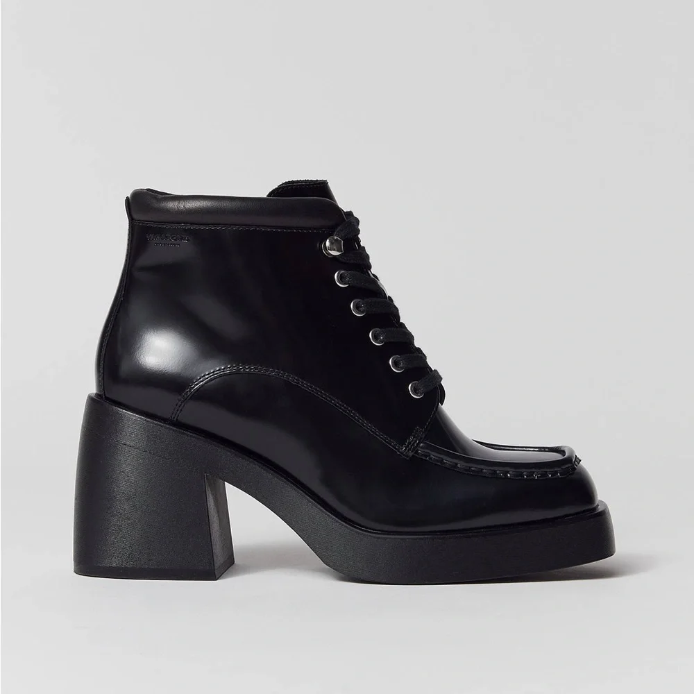 NEW☄️Vagabond Shoemakers Brooke Lace-Up Square Toe Ankle Boot, Black Size 8|38